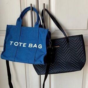 Blue Tote Bag and Black quilted tote. Never used.
